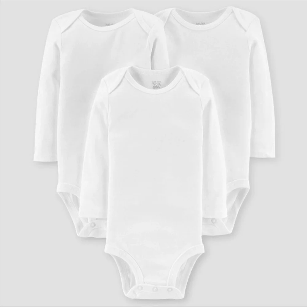 Preemie Baby Bodysuits 4 Pack White Long Sleeve Carter’s Gerber NB Onesies